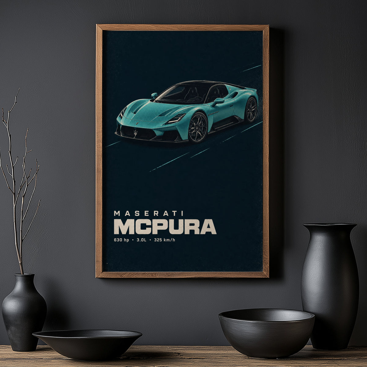 Vintage Maserati MCPURA Print, Car Wall Art