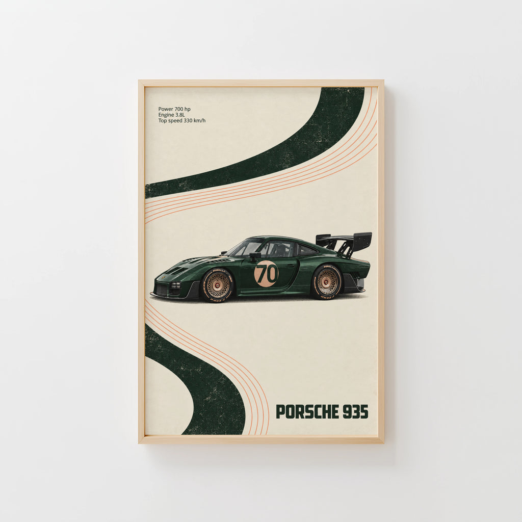 Vintage Porsche 935 Print, Racing Car Wall Art