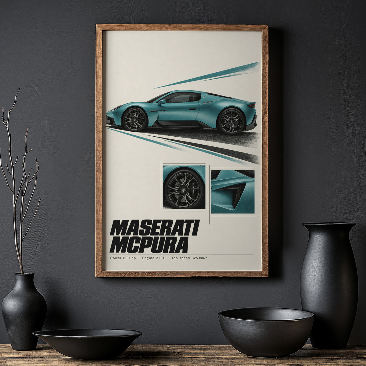 Vintage Maserati MCPura Print, Car Wall Art
