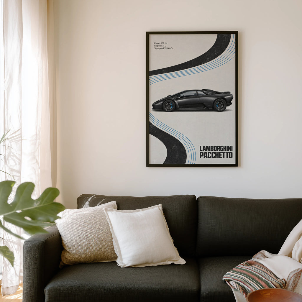 Vintage Lamborghini Pacchetto Print, Supercar Wall