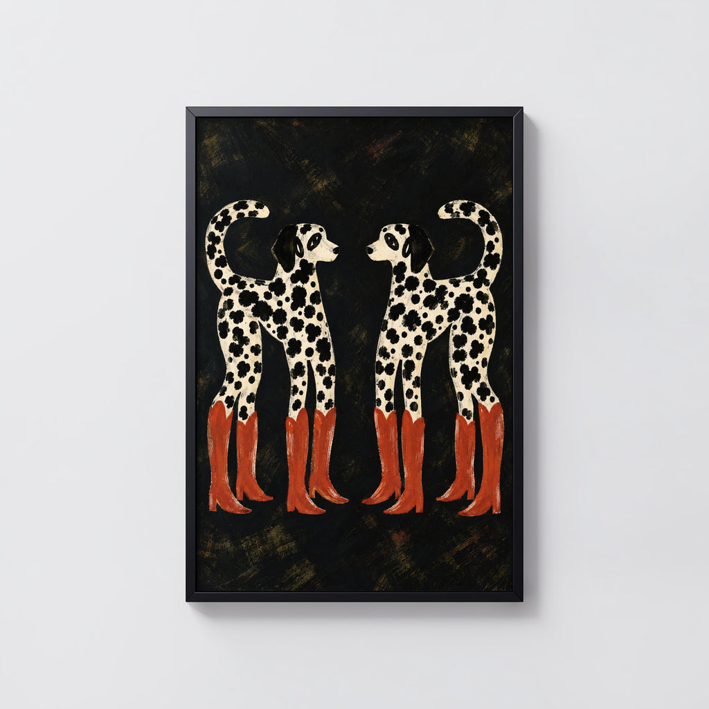 Vintage Dalmatian Print and Poster, Cowboy Boots Art
