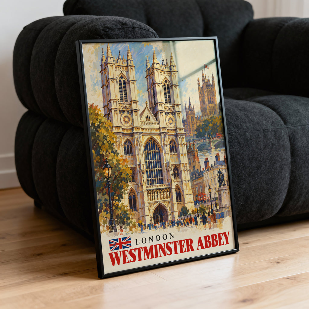 Vintage Westminster Abbey Poster, London Wall Art Print