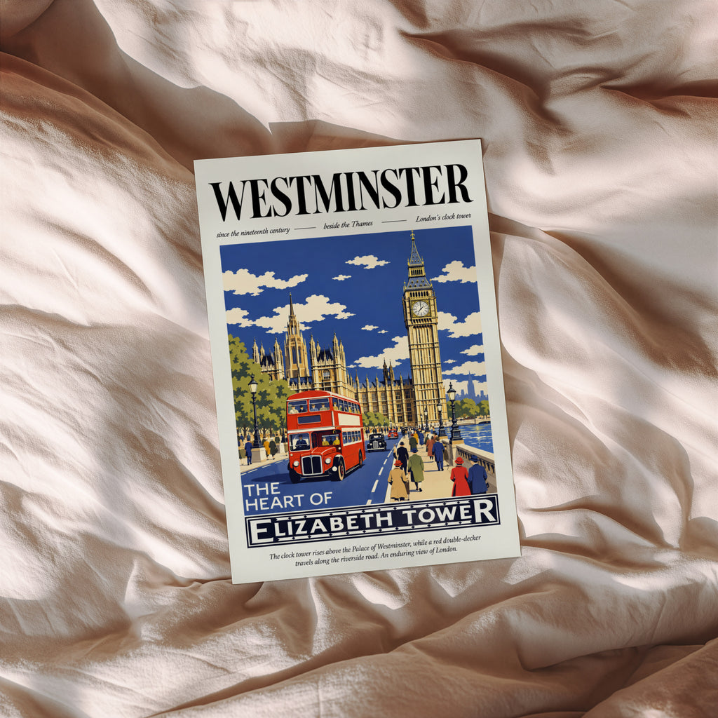 Vintage Westminster London Poster, Big Ben Wall Art