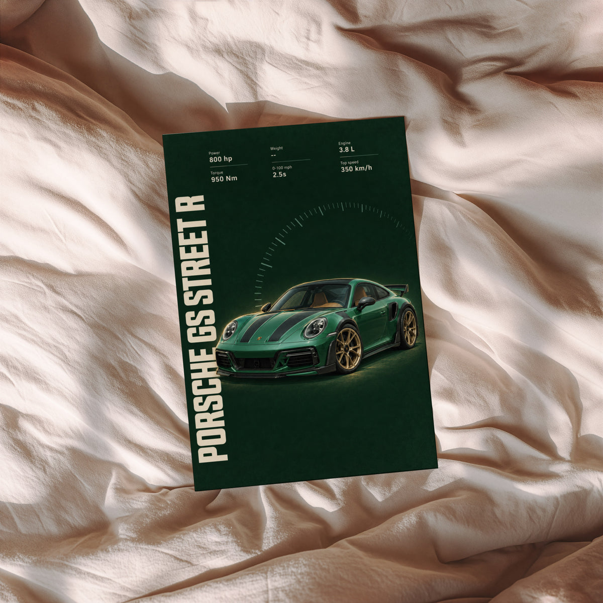 Vintage Porsche GS Street R Print, Green Car