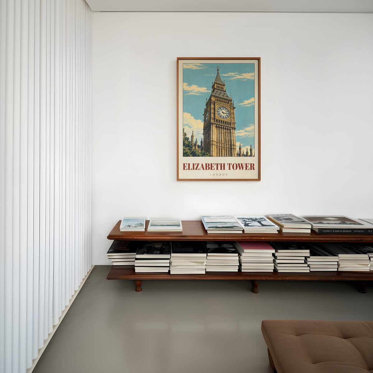 Vintage Elizabeth Tower Poster, London Wall Art Print