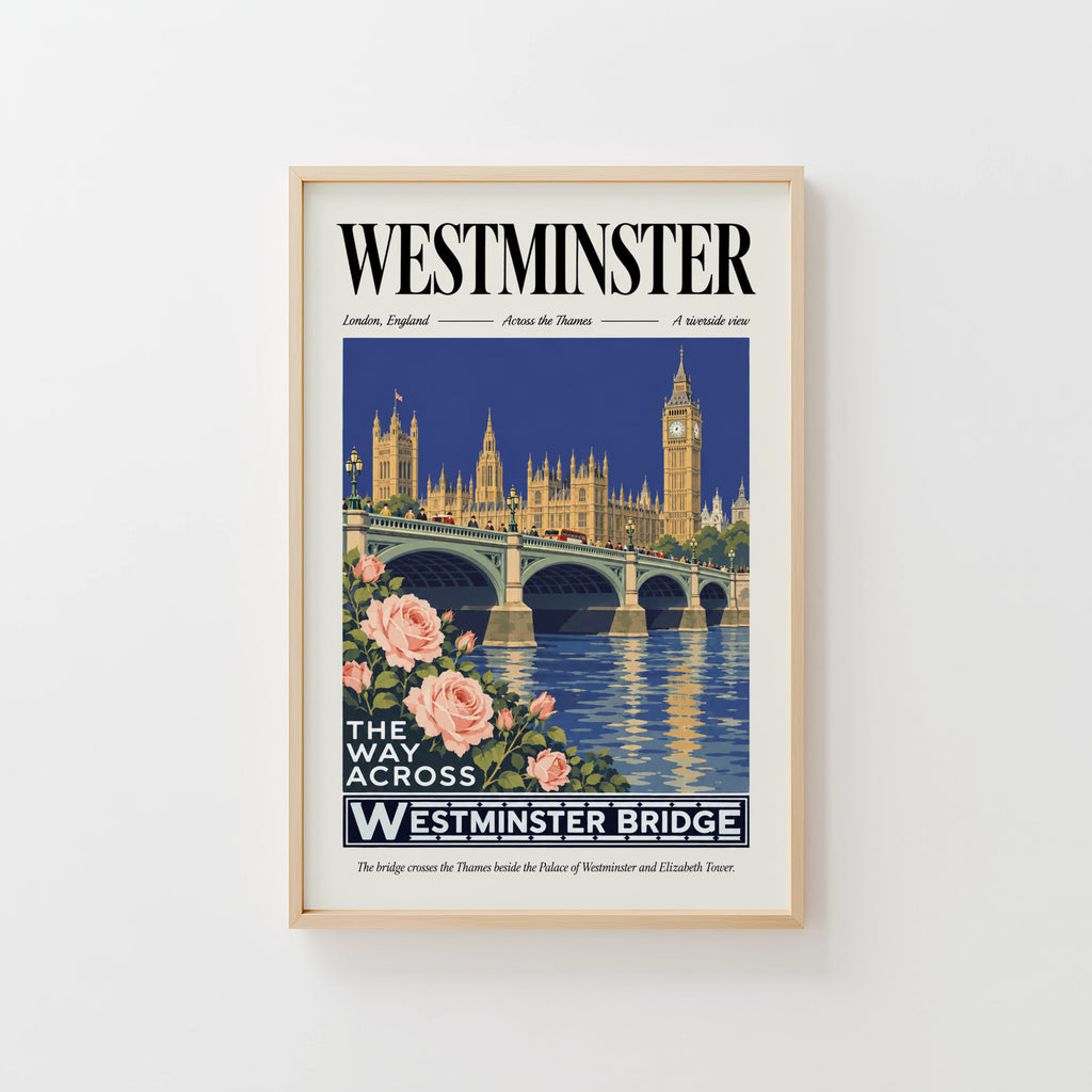 Vintage Westminster Bridge Poster, London Wall Art Print