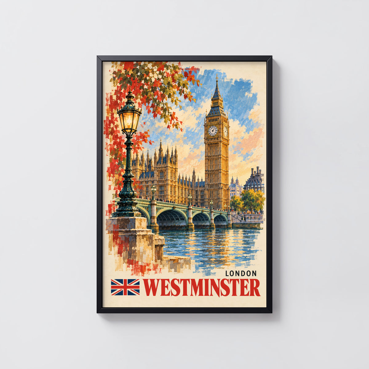 Vintage Westminster Poster, London Wall Art, Big Ben Print
