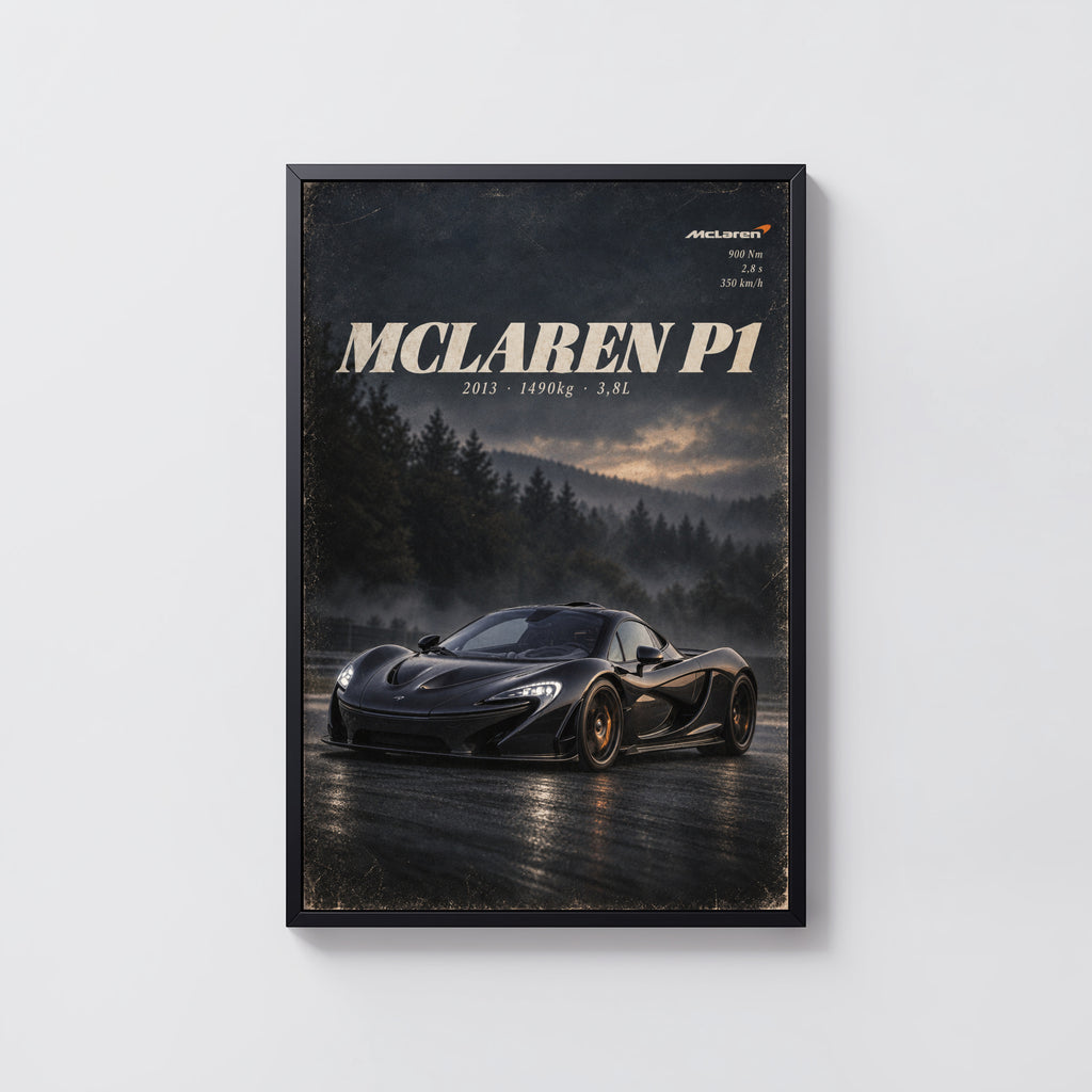 Vintage McLaren P1 Print, Supercar Wall Art