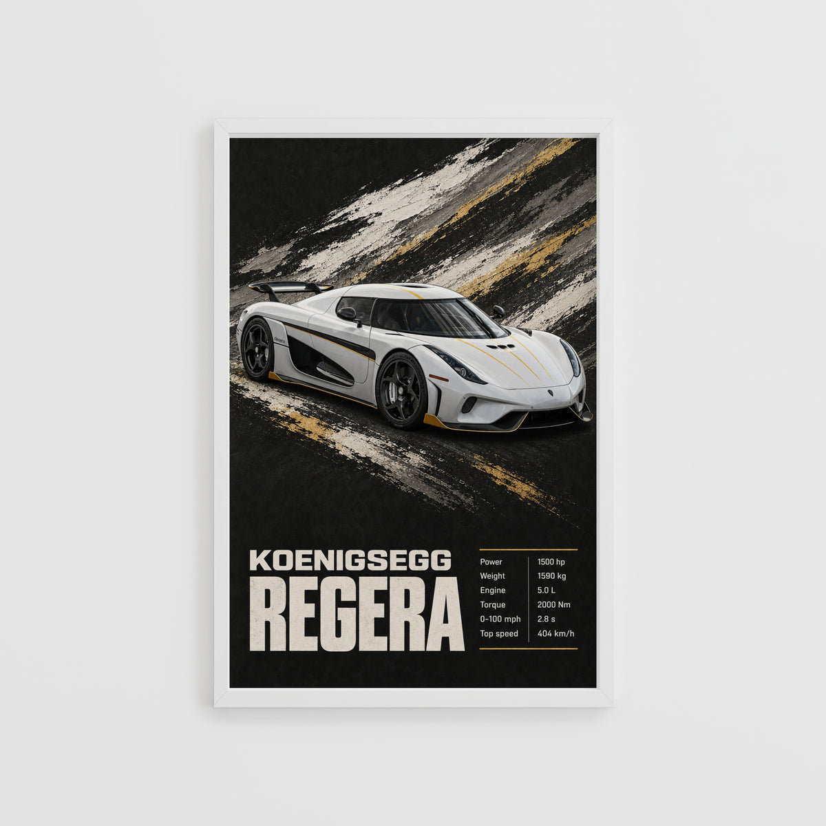 Vintage Koenigsegg Regera Print, Supercar Wall Art