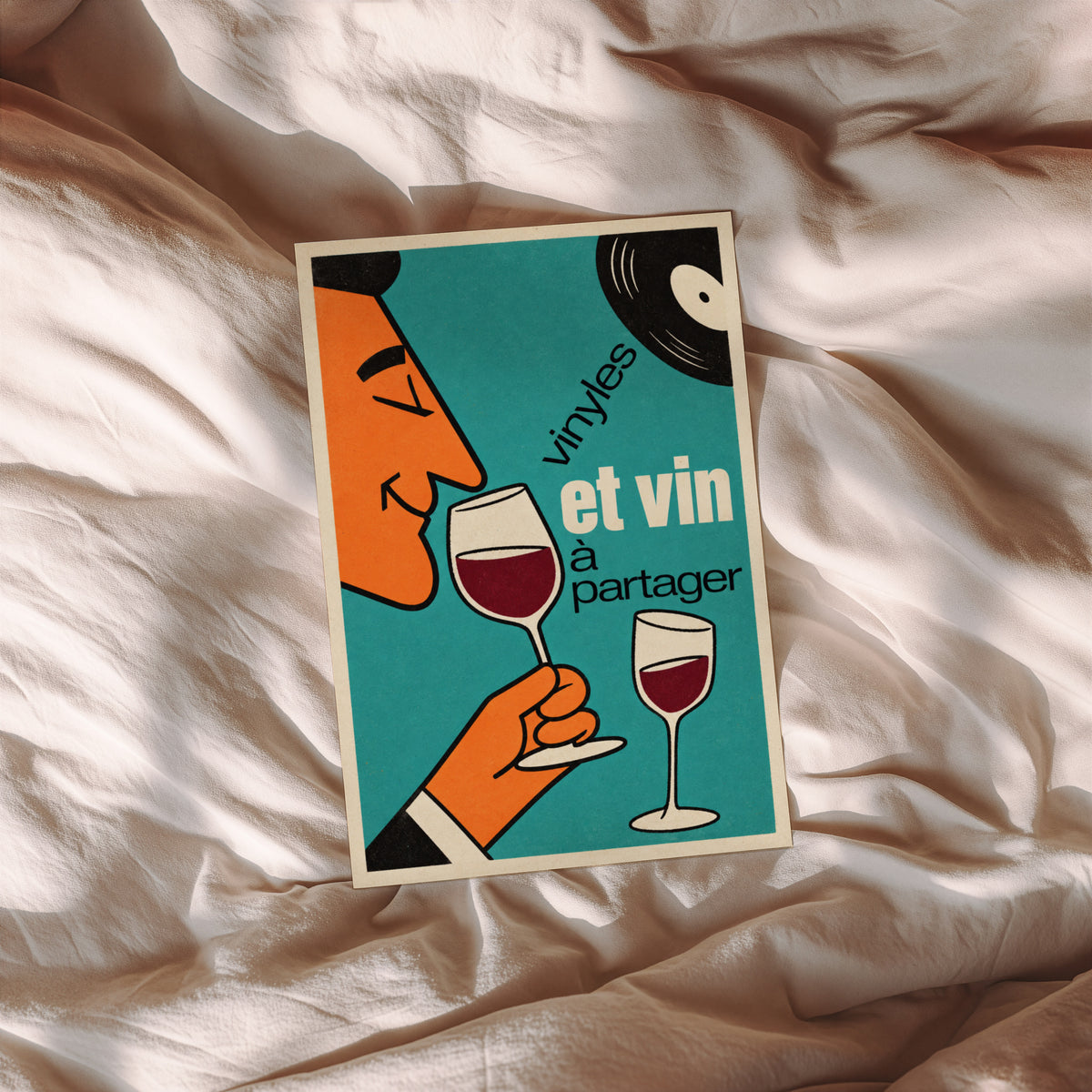 Vintage Red Wine Print Poster, Retro Vinyl Wall Art