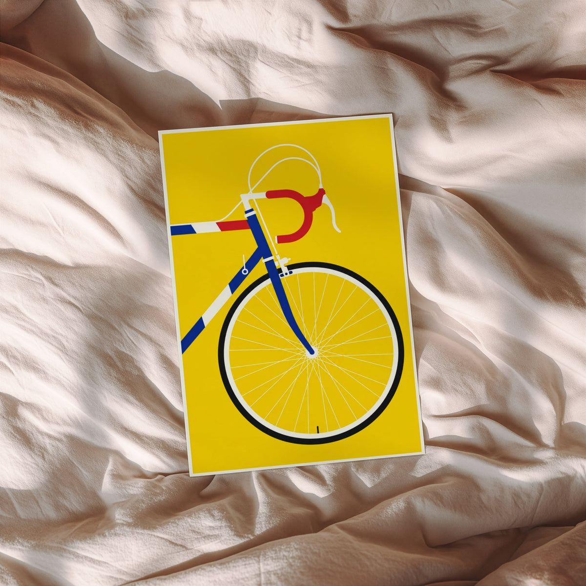 Vintage Cycling Poster, Yellow Bicycle Wall Art Print