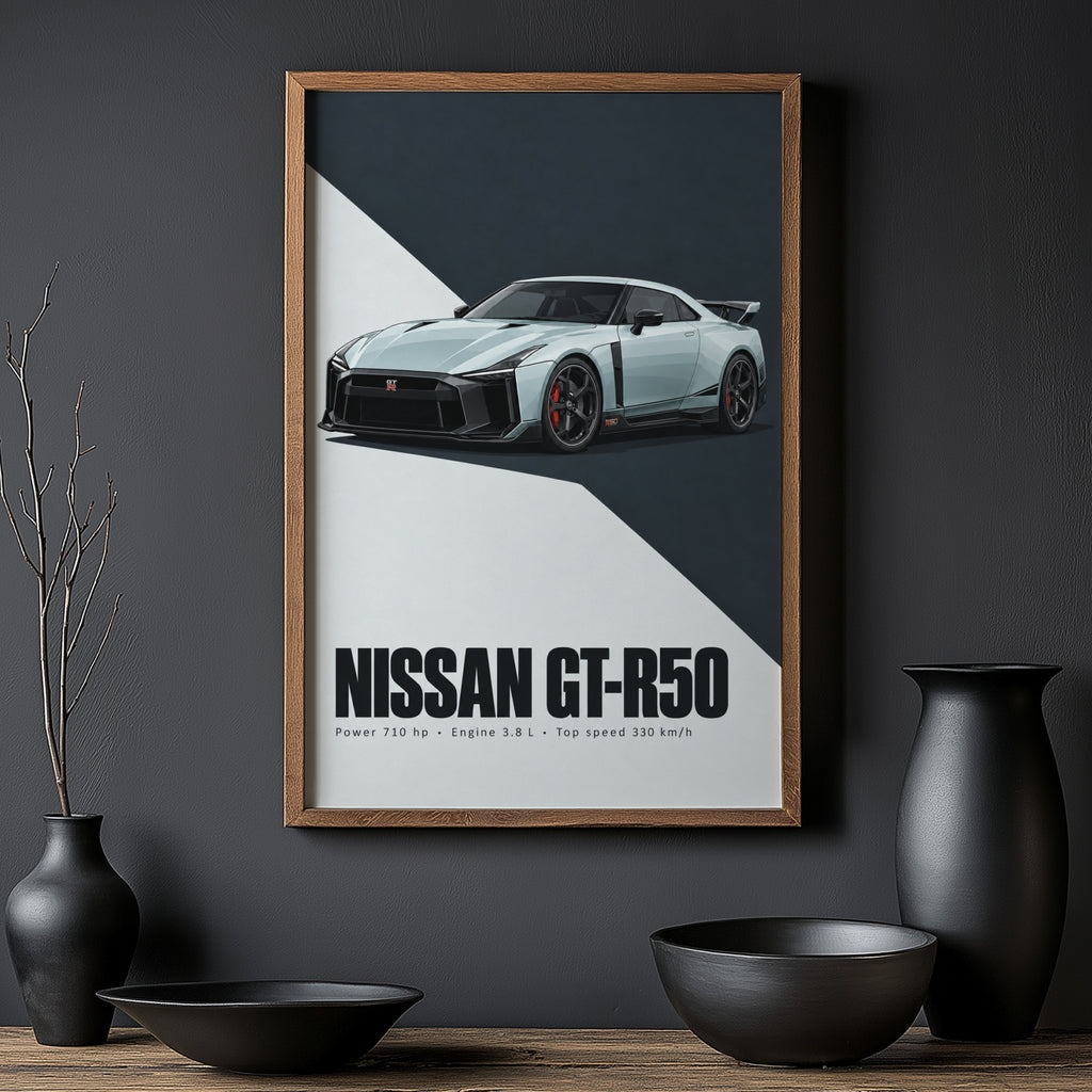 Vintage Nissan GT-R50 Print, Car Wall Art, Garage