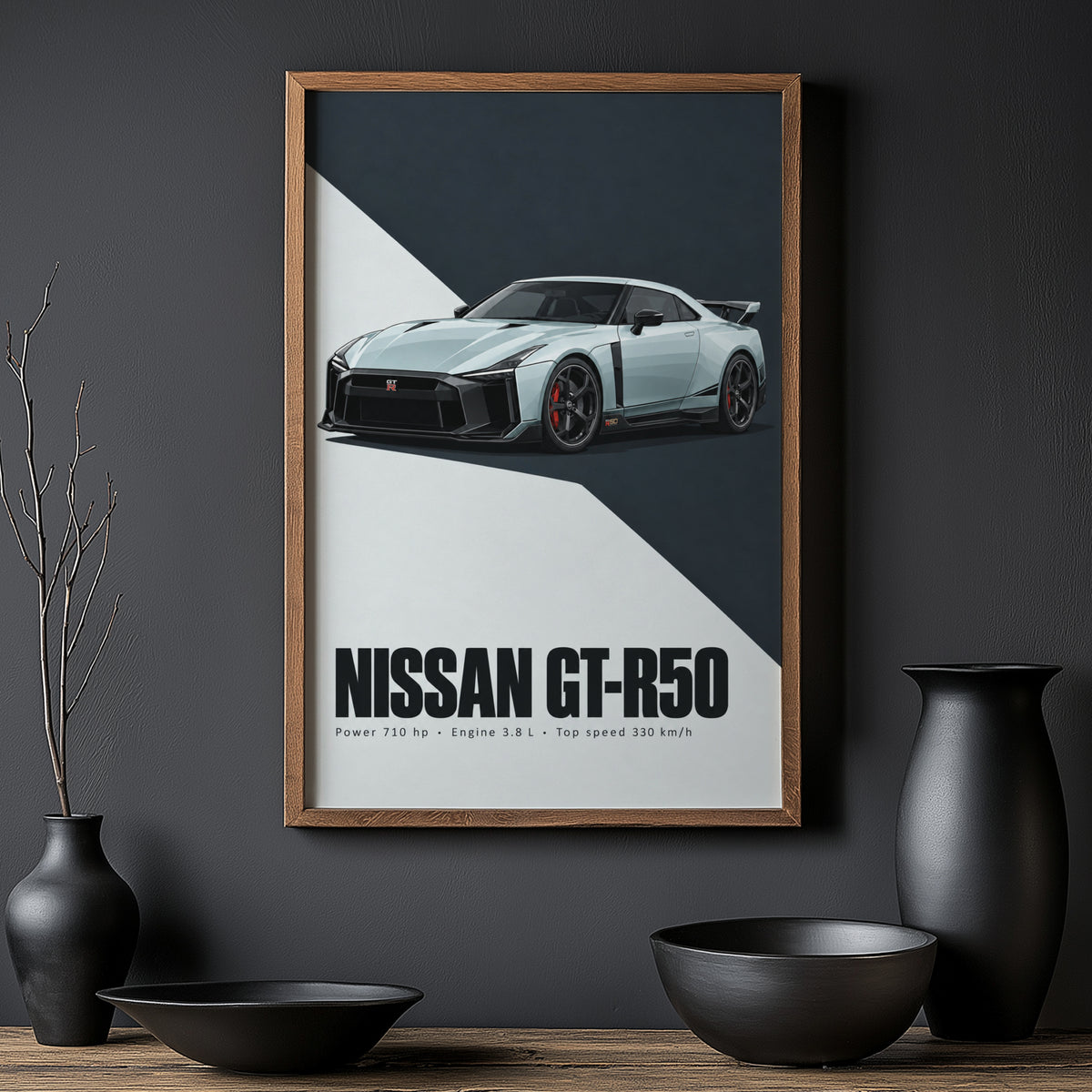 Vintage Nissan GT-R50 Print, Car Wall Art, Garage