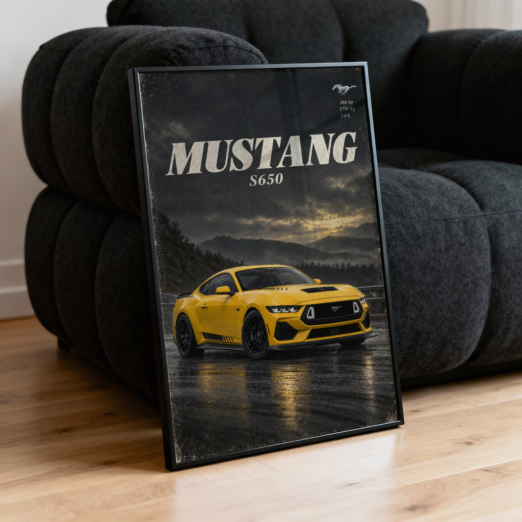 Vintage Mustang S650 Car Print, Garage Wall Art
