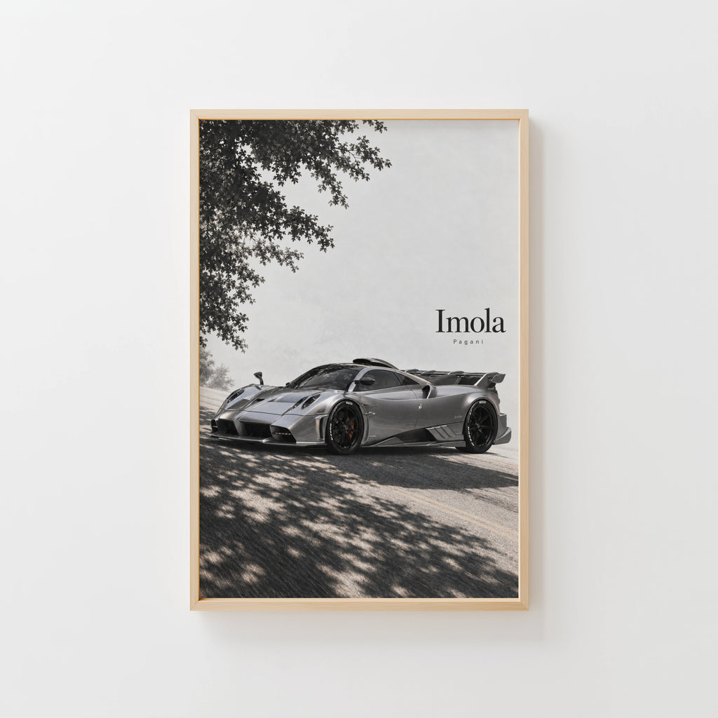 Vintage Pagani Imola Print, Supercar Wall Art
