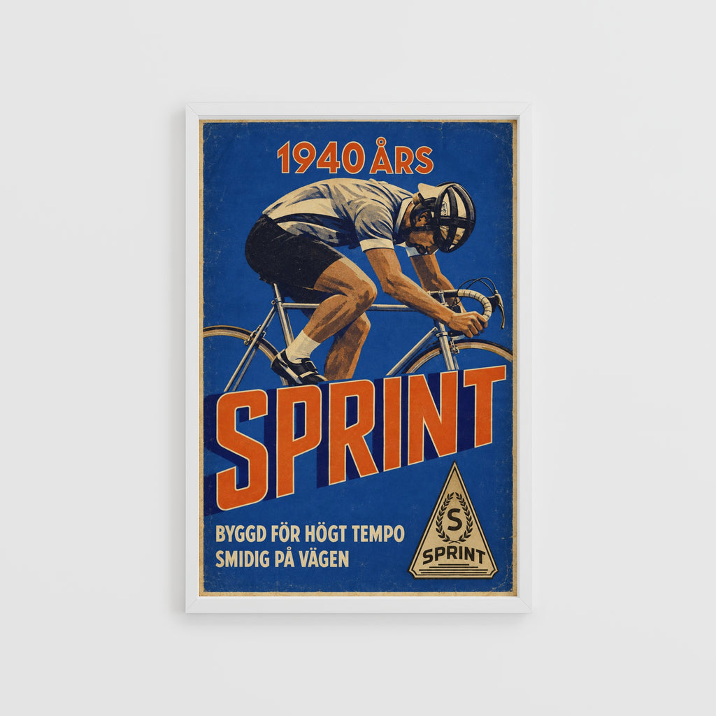 Vintage Cycling Poster, Swedish Racing Bike Print, Wall Art