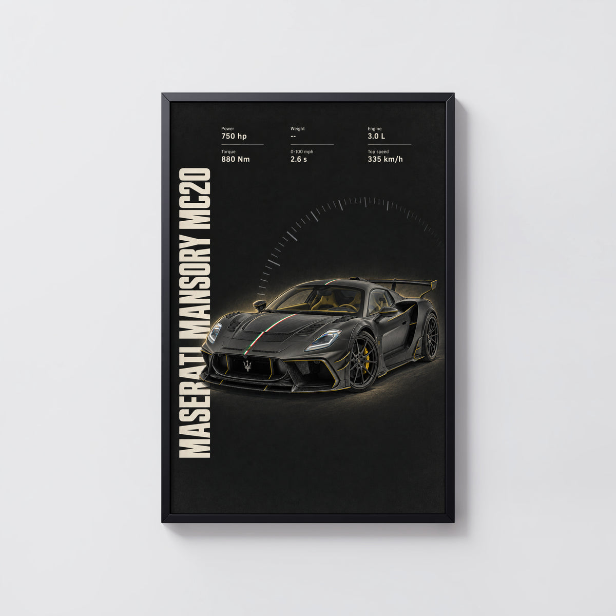 Vintage Maserati MC20 Print, Supercar Wall Art