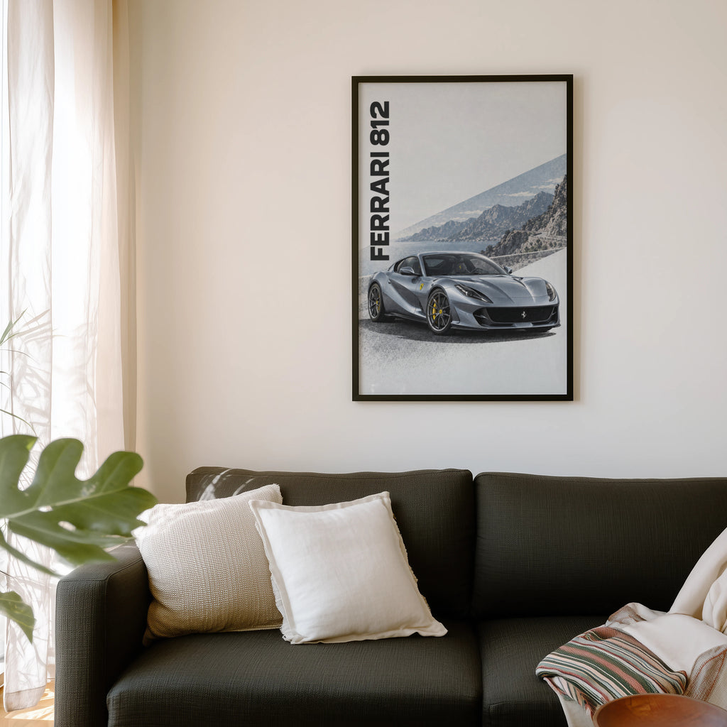 Vintage Ferrari 812 Print, Supercar Wall Art