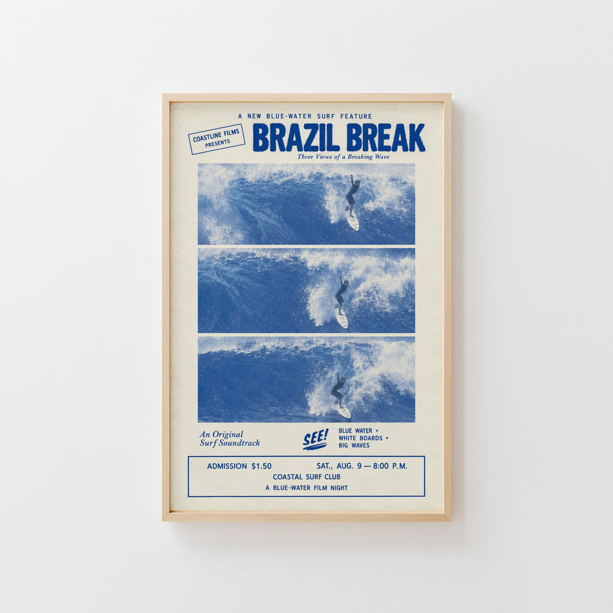 Vintage Brazil Break Surf Film Print and Poster