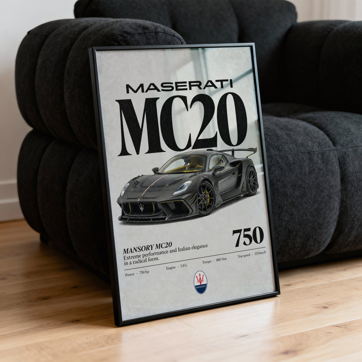 Vintage Maserati MC20 Print, Supercar Wall Art