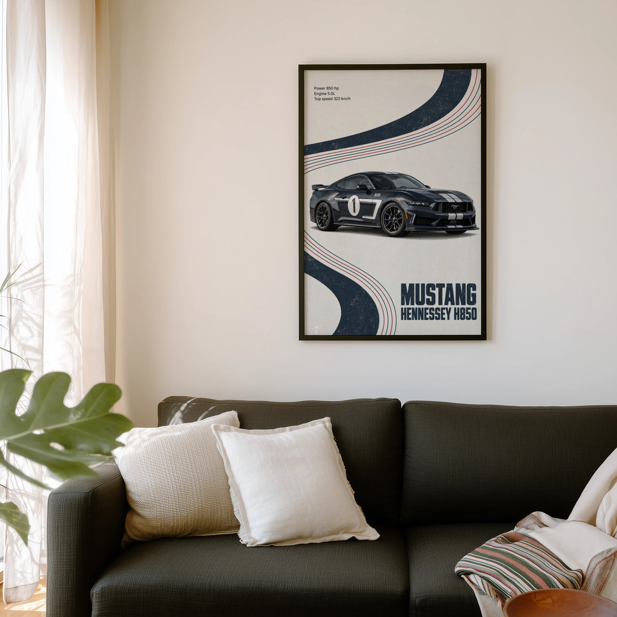 Vintage Mustang Hennessey H850 Print, Car Poster