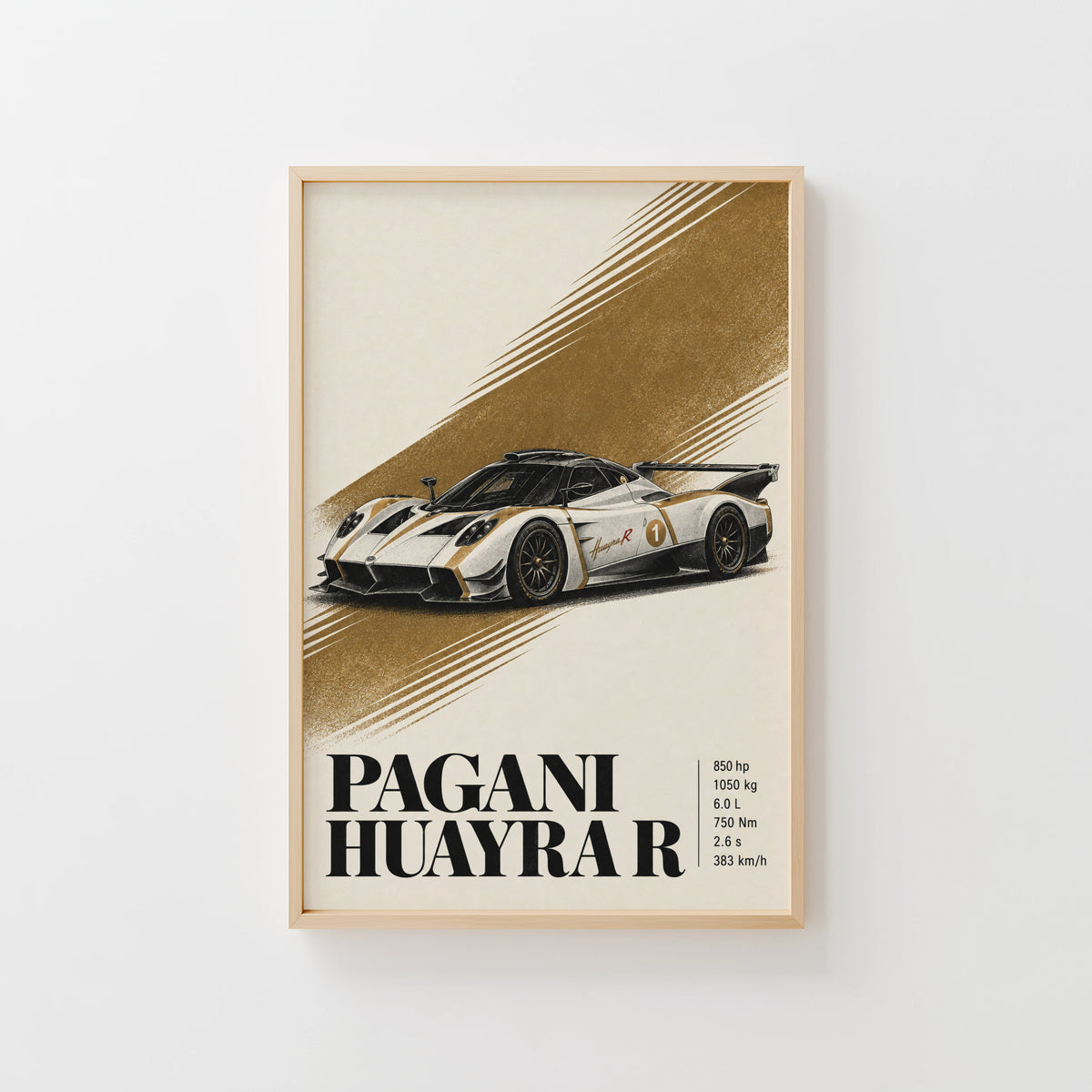 Vintage Pagani Huayra R Print, Supercar Wall Art