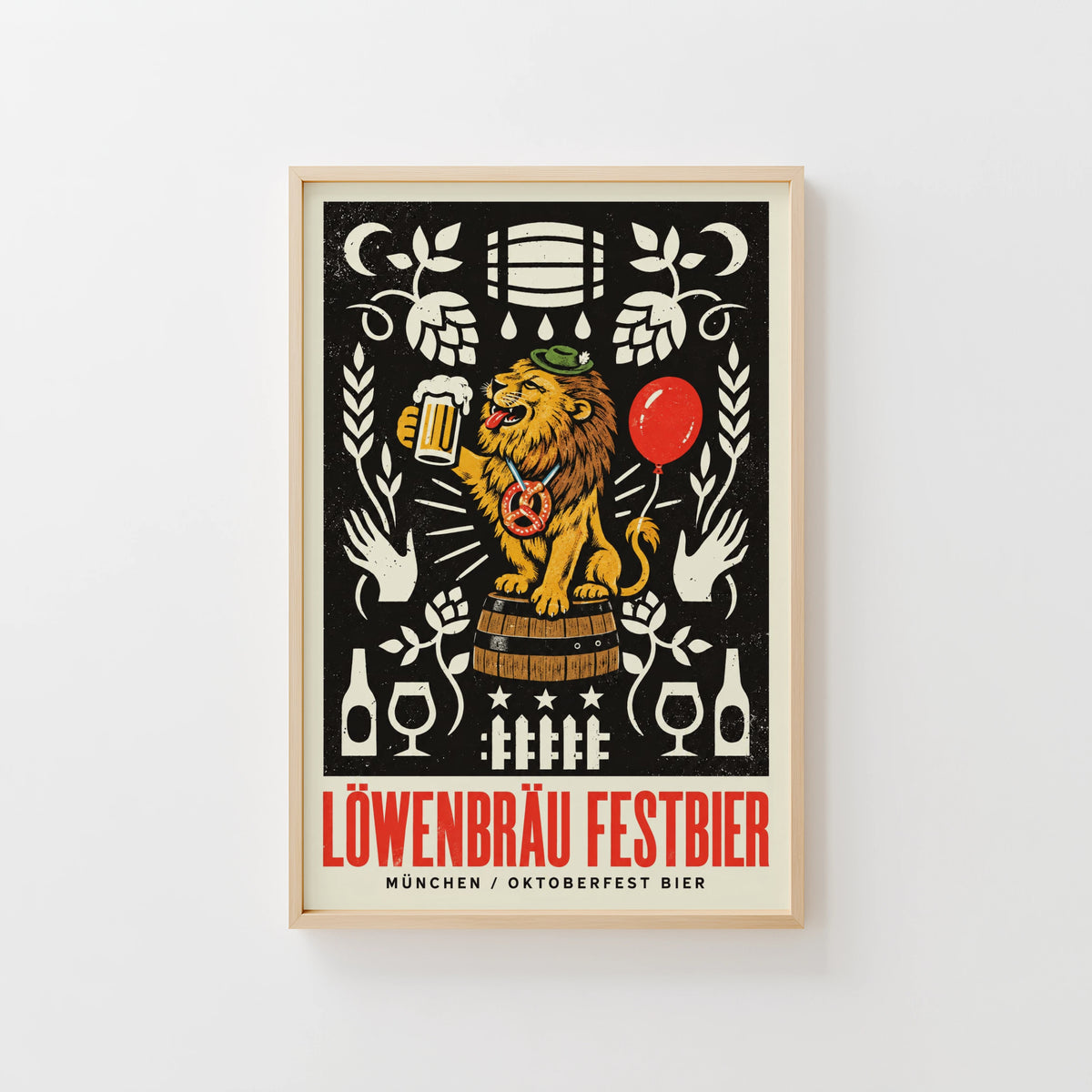 Vintage Lowenbrau Beer Print, Oktoberfest Poster