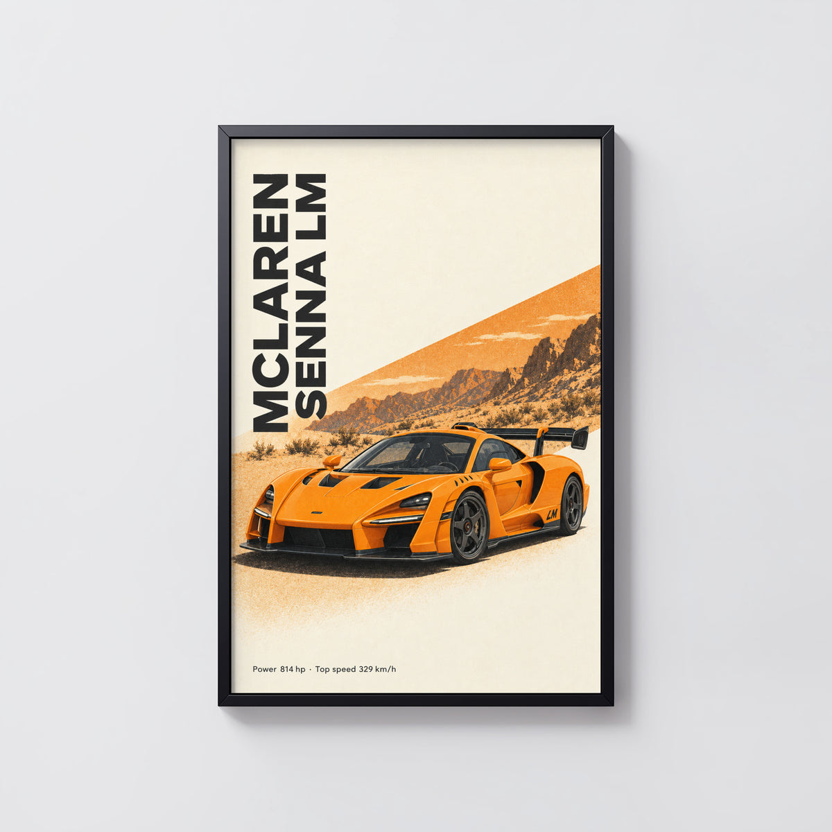 Vintage McLaren Senna LM Print, Supercar Wall Art