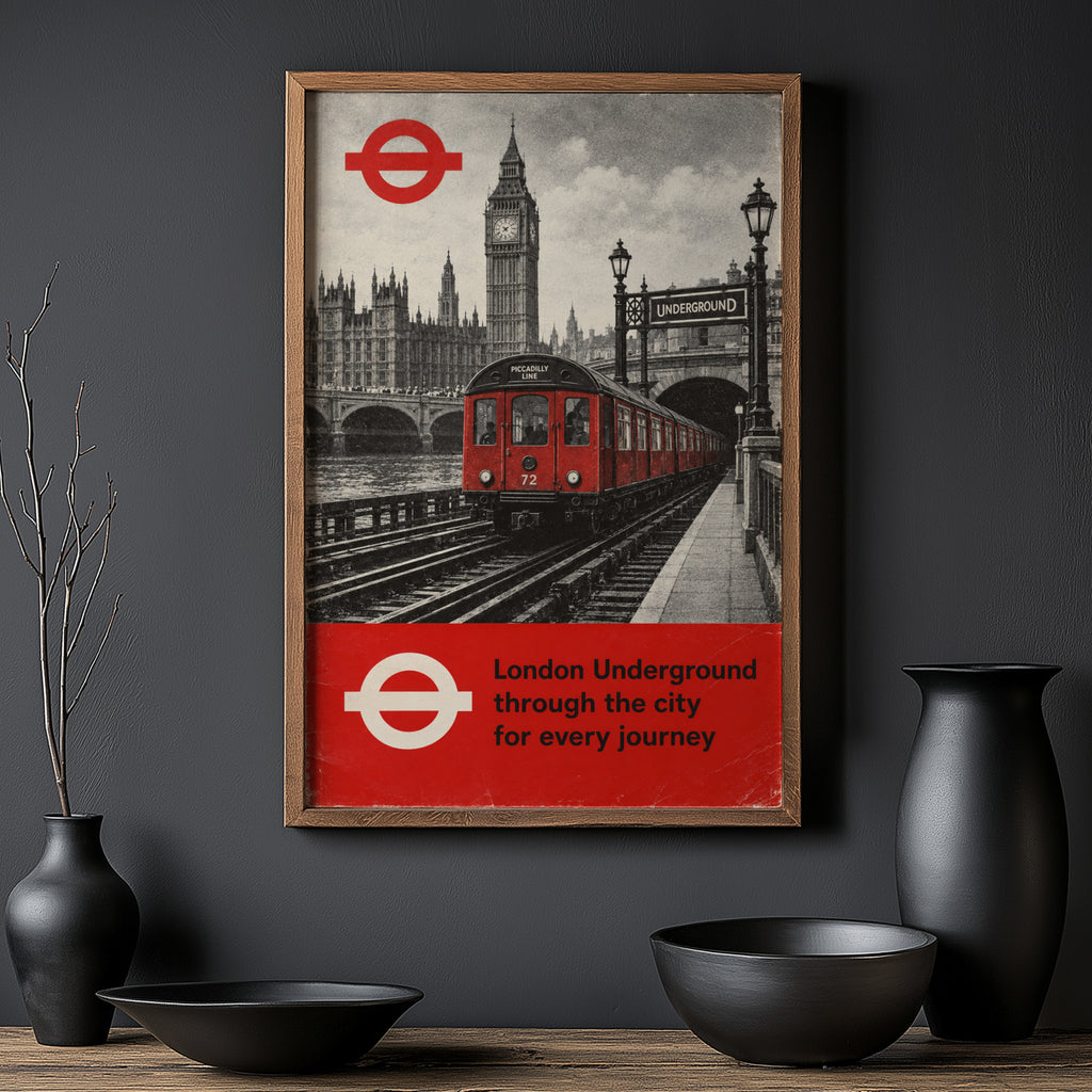 Vintage London Underground Print Poster, Big Ben Art