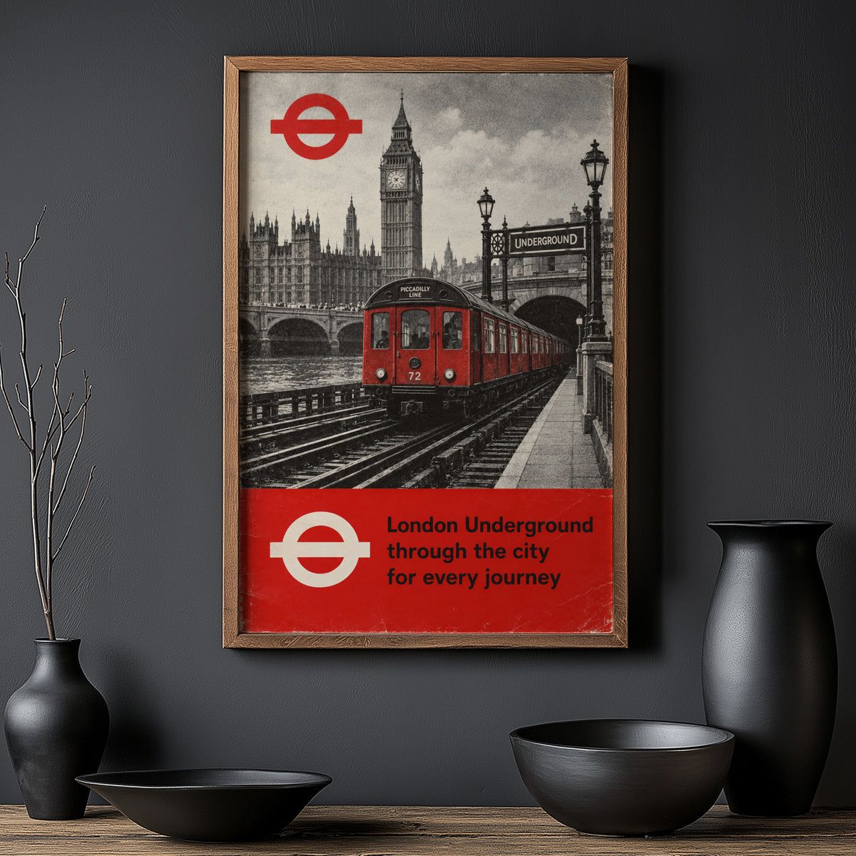Vintage London Underground Print Poster, Big Ben Art