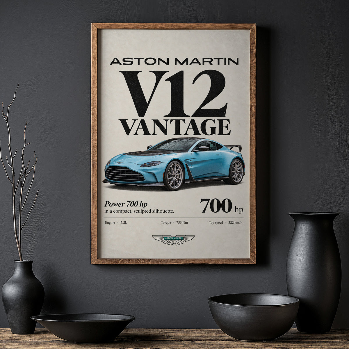 Vintage Aston Martin V12 Vantage Print, Car Art
