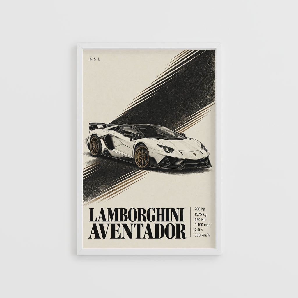 Vintage Lamborghini Aventador Print, Supercar Poster