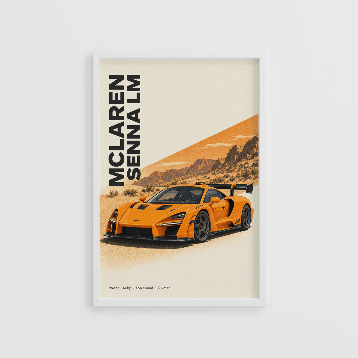 Vintage McLaren Senna LM Print, Supercar Wall Art