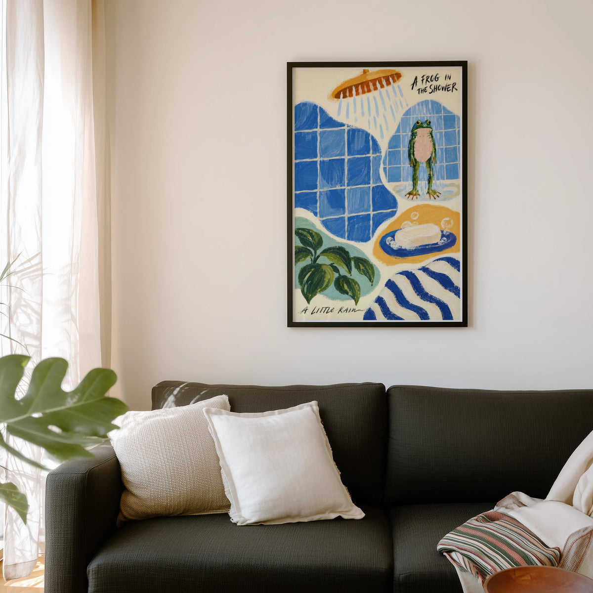 Vintage Frog Print and Poster, Bathroom Wall Art Gift
