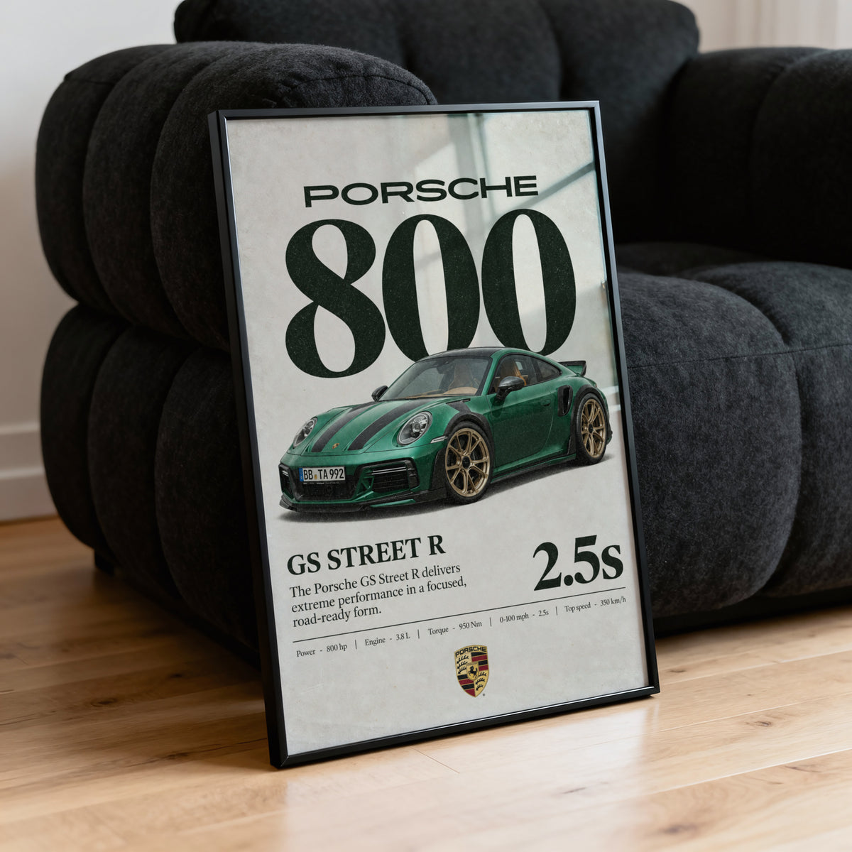 Vintage Porsche GS Street R Print, Car Wall Art