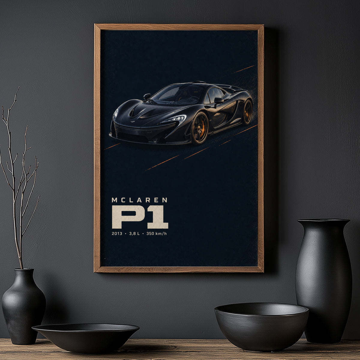 Vintage McLaren P1 Print, Supercar Wall Art