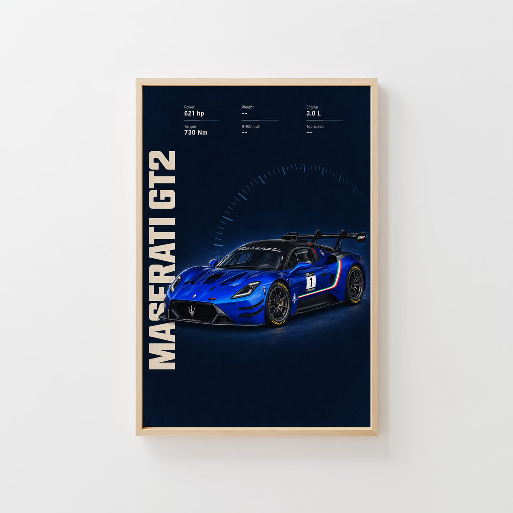 Vintage Maserati GT2 Print, Race Car Wall Art