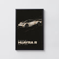 Vintage Pagani Huayra R Print, Supercar Wall Art