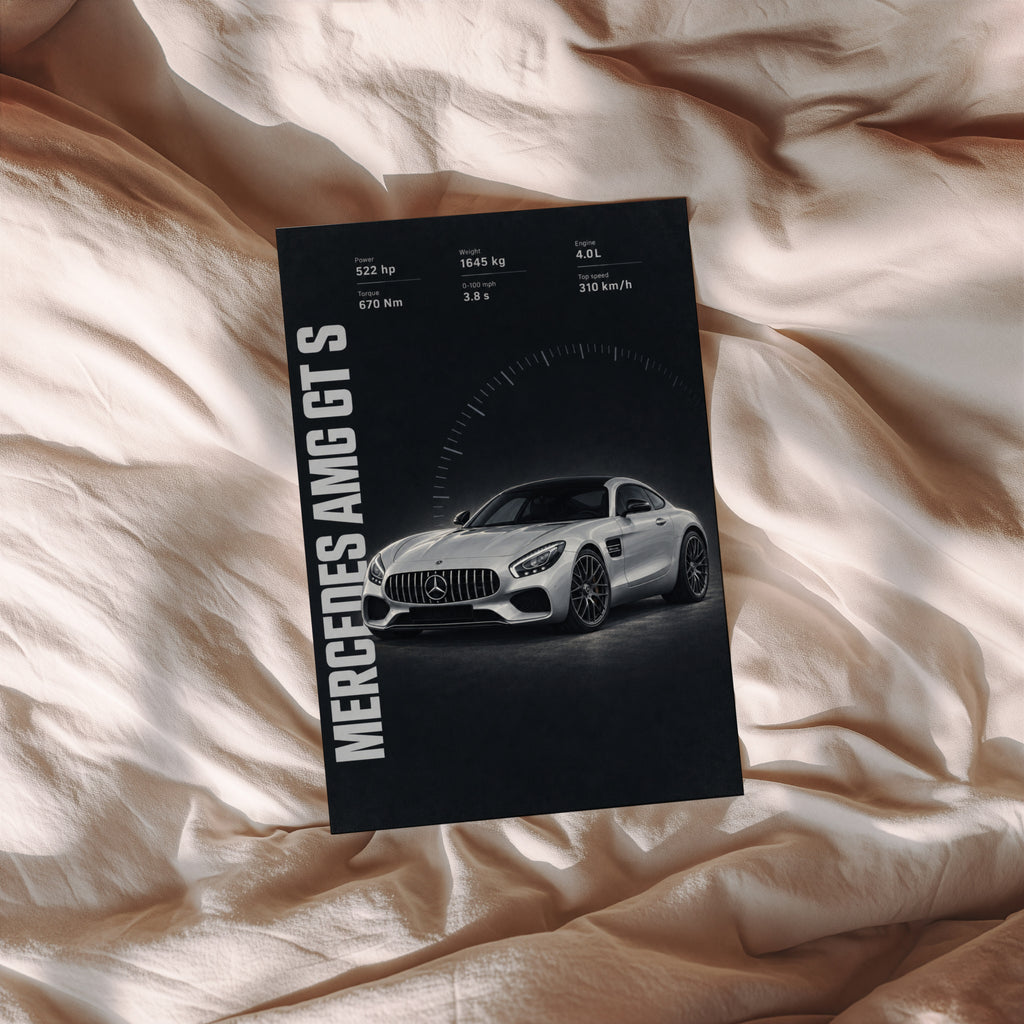 Vintage Mercedes AMG GT S Print, Car Wall Art