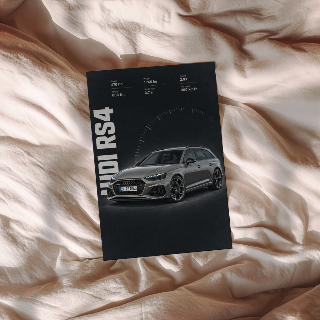 Vintage Audi RS4 Print, Performance Estate Wall Art