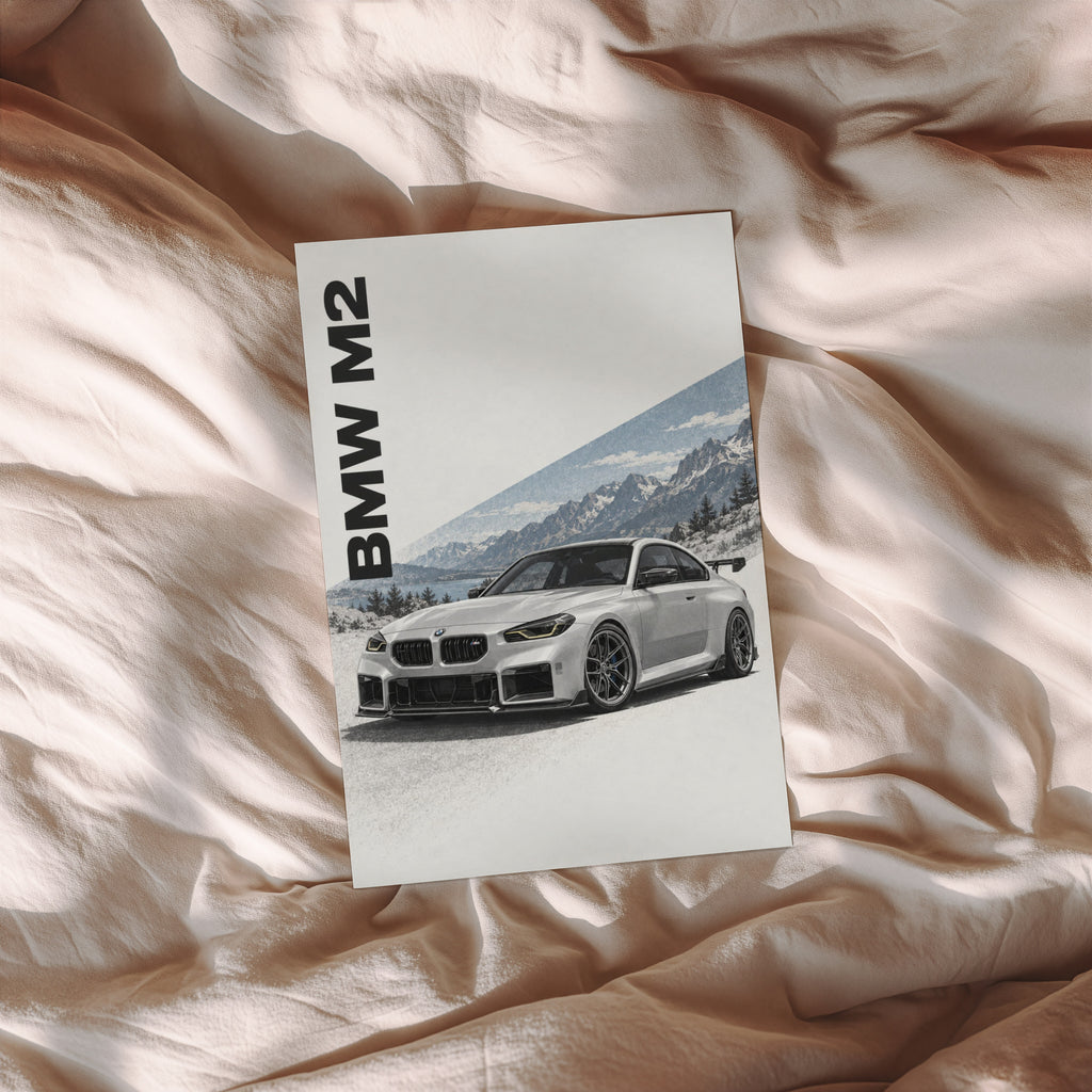 Vintage BMW M2 Print, Mountain Car Wall Art