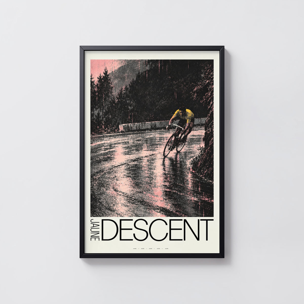 Vintage Cycling Poster, Wet Road Descent Wall Art Print
