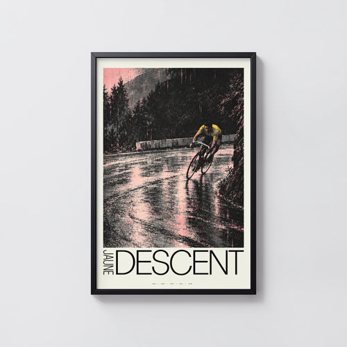 Vintage Cycling Poster, Wet Road Descent Wall Art Print