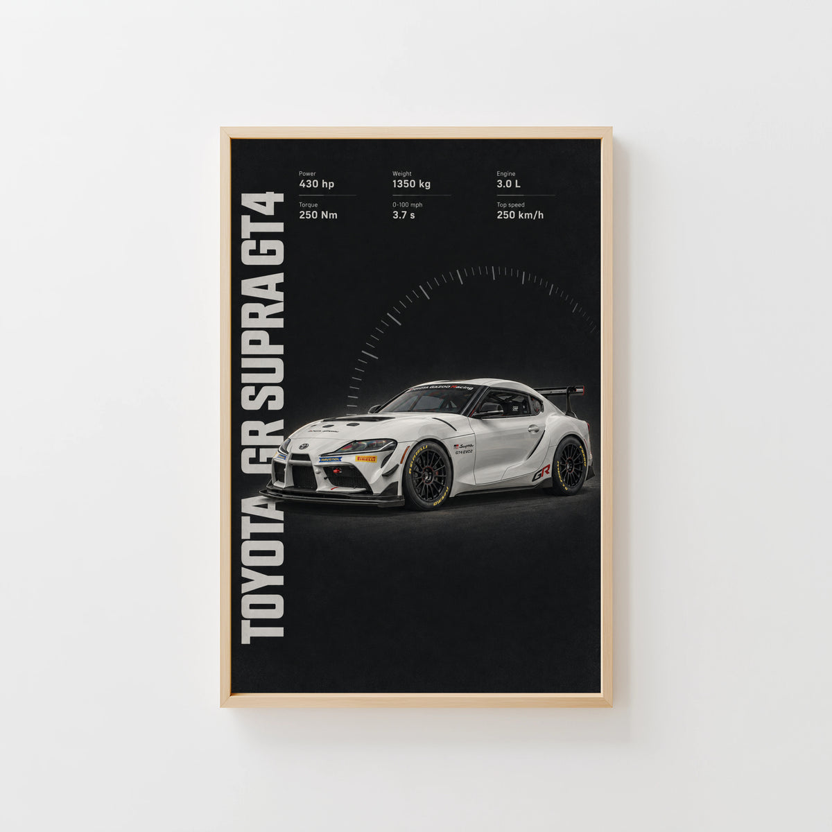 Vintage Toyota Supra GT4 Print, Racing Car Art