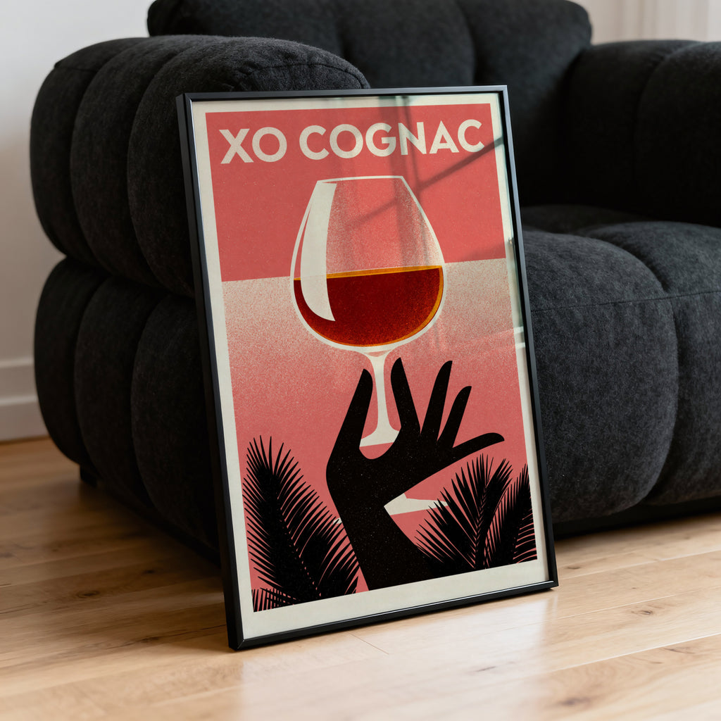 Vintage XO Cognac Print Poster, Retro Bar Wall Art