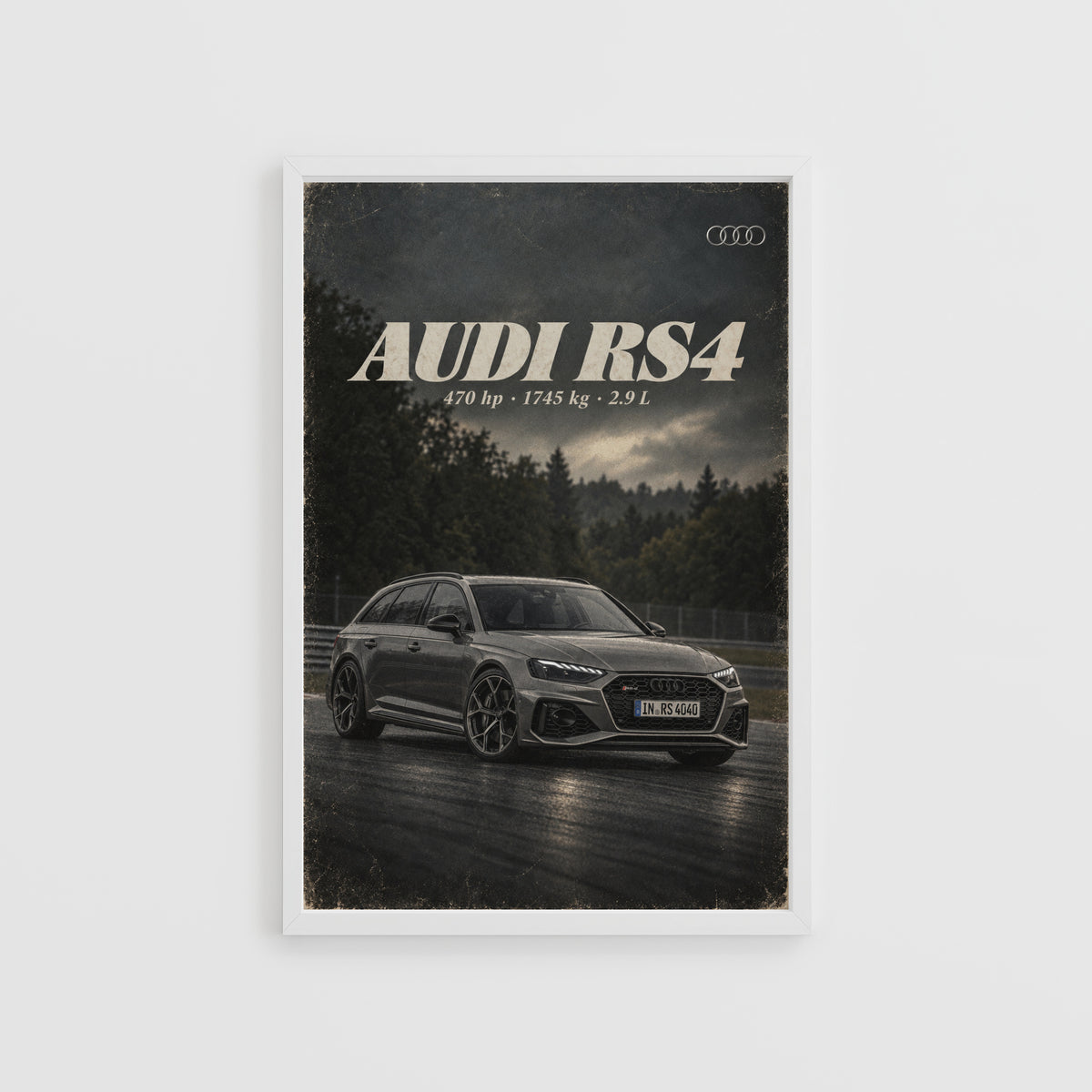 Vintage Audi RS4 Avant Print, Car Wall Art