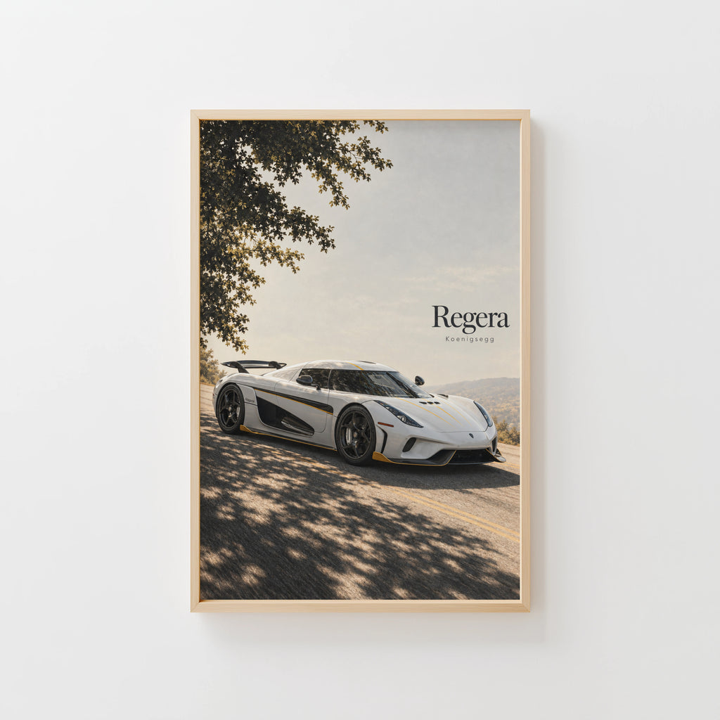 Vintage Koenigsegg Regera Print, Hypercar Wall Art
