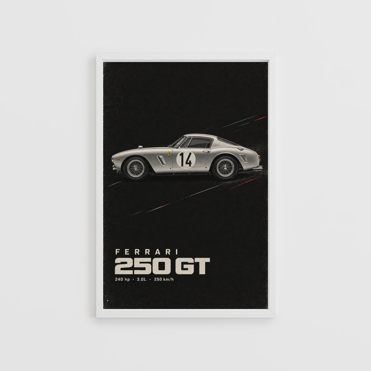 Vintage Ferrari 250 GT Print, Racing Car Poster