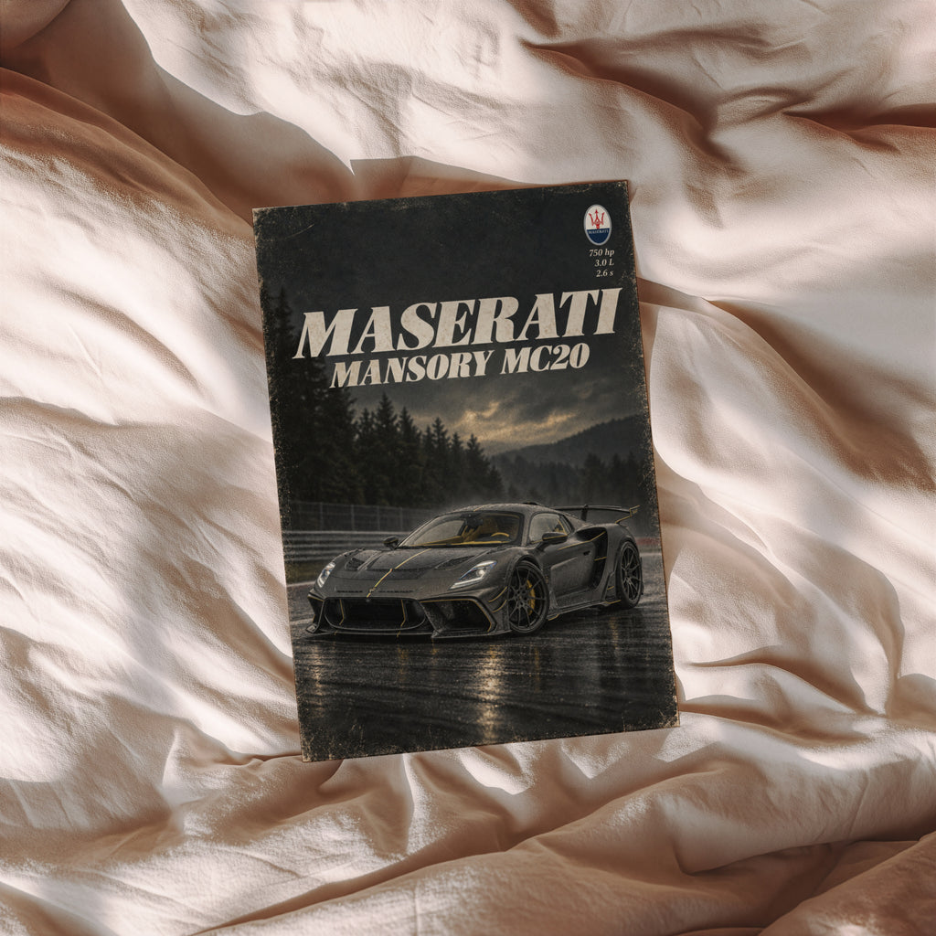 Vintage Maserati MC20 Print, Supercar Wall Art