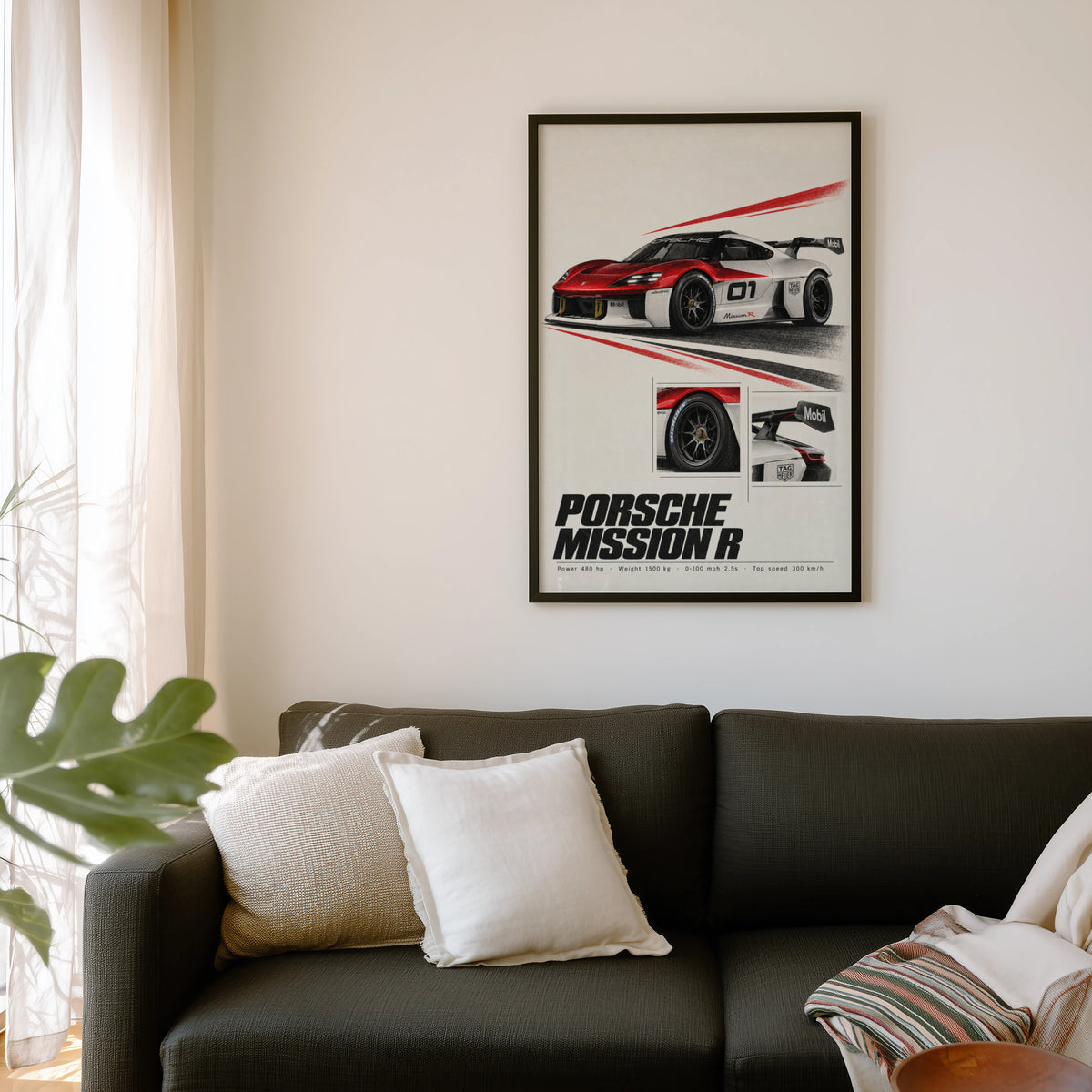 Vintage Porsche Mission R Print, Race Car Wall Art